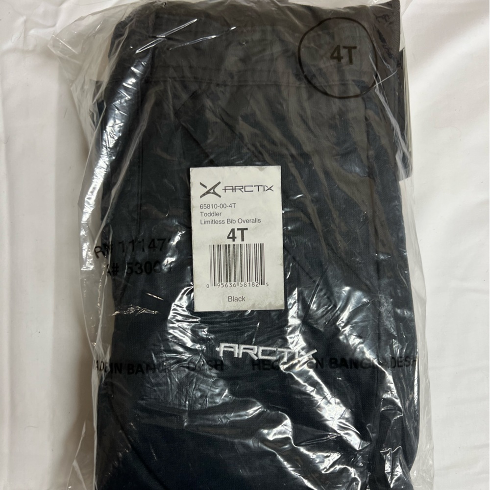 NWT Arctix Limitless Toddler Overall Bibs Black in Sealed Bag Size 4T